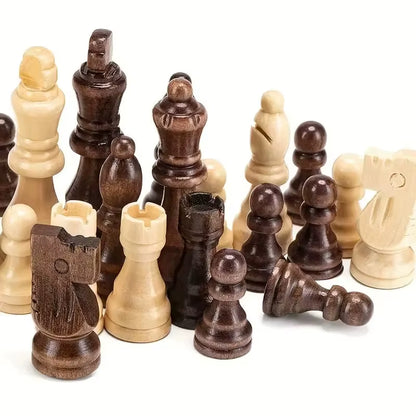 32 Pieses Sturdy Wooden Chess Standard Tournamen Staunton Wood Chessmen 7.8Cm King Height (Chess Board Not Included)