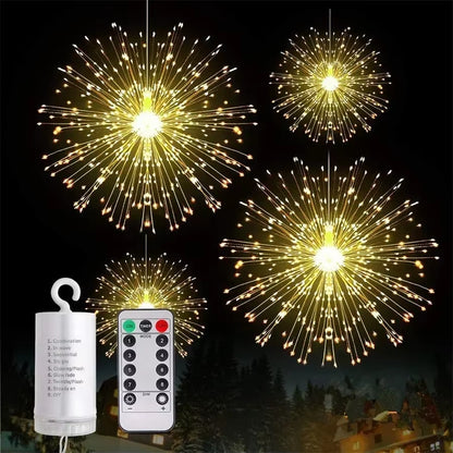 Illuminate Your Celebrations with Our Stunning Firework Light - 120/180/200 LED Starburst Battery Operated Fairy Light for Christmas and Parties