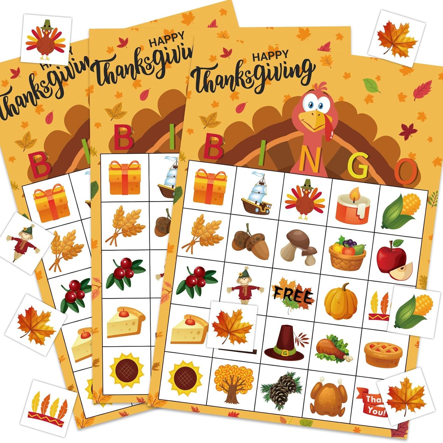 Thanksgiving Games Thanksgiving Bingo Game for Kids 24 Players Bingo Cards for Family Toddlers Activities Kids Classroom Party