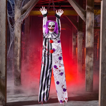 59In Halloween Animatronics, Hanging Halloween Clown Sound Sensor, Scary Halloween Decorations Outdoor, Haunted House Prop