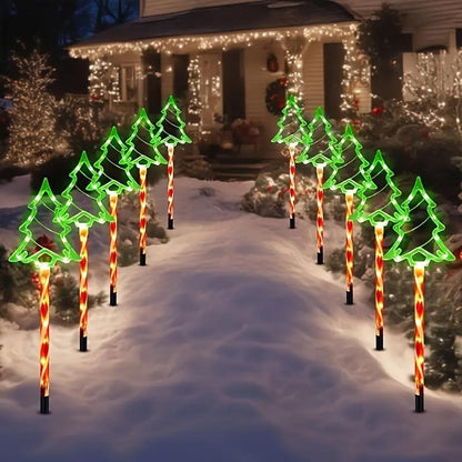 Illuminate Your Holidays with Our Solar-Powered 5-In-1 Christmas Tree-Shaped Lawn Lights – Perfect for Outdoor Gardens, Patios, and Porches!