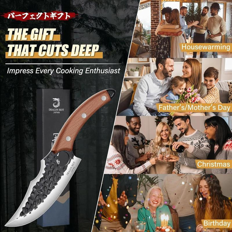 Huusk Knives Viking Knives for Meat Cutting, Forged Japanese Style Knife for Cooking - High Carbon and Full Tang - Must Have Knife for Kitchen and Gift