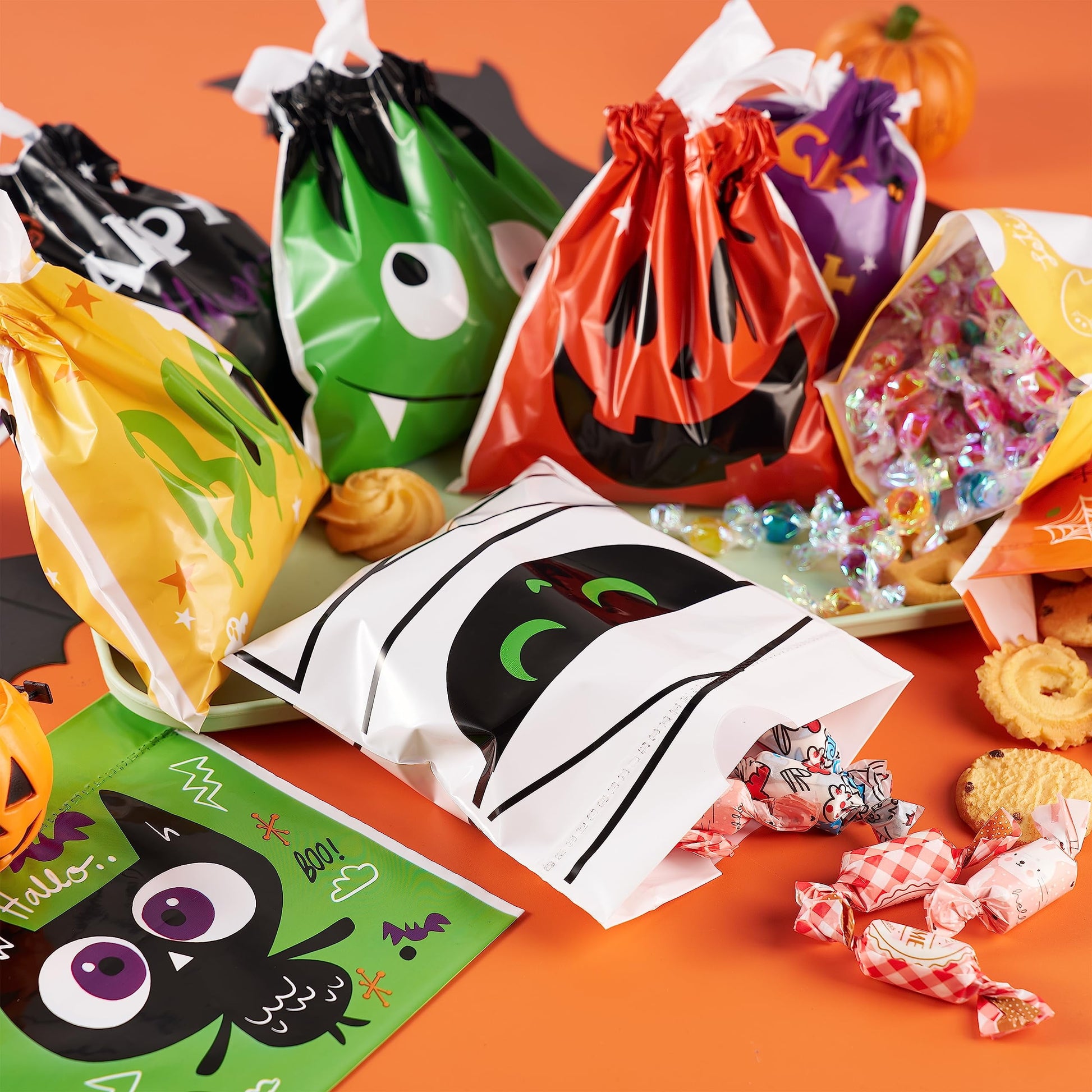 108 Pcs Halloween Treat Bags,Halloween Small Drawstring Candy Bags Goodie Bags Trick or Treat Bags Gift Bags,Halloween Bags Party Favors,Halloween Bags Bulk
