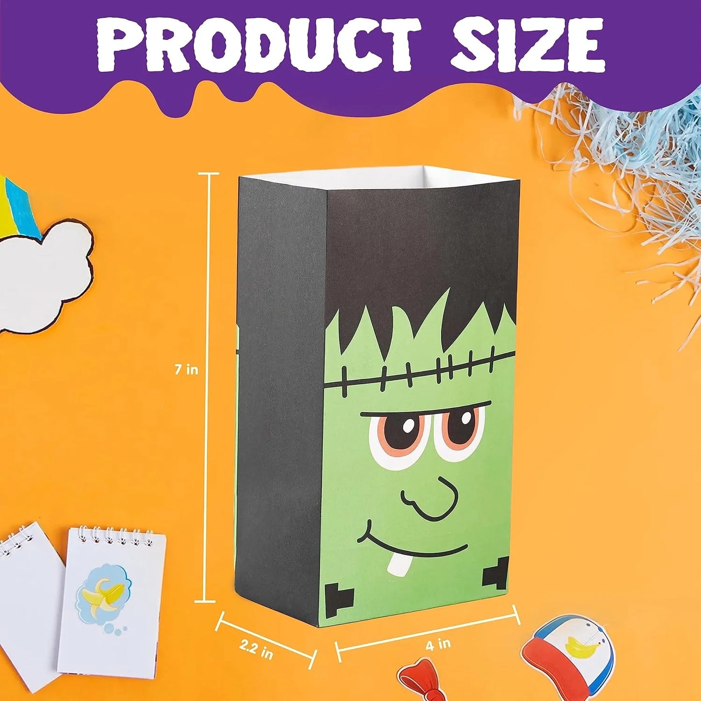60 PCS Halloween Treat Bags with Stickers, Halloween Trick or Treat Bags for Kids Halloween Party Favors Exchange, Goodie and Candy Bags for Holiday Party Supplies