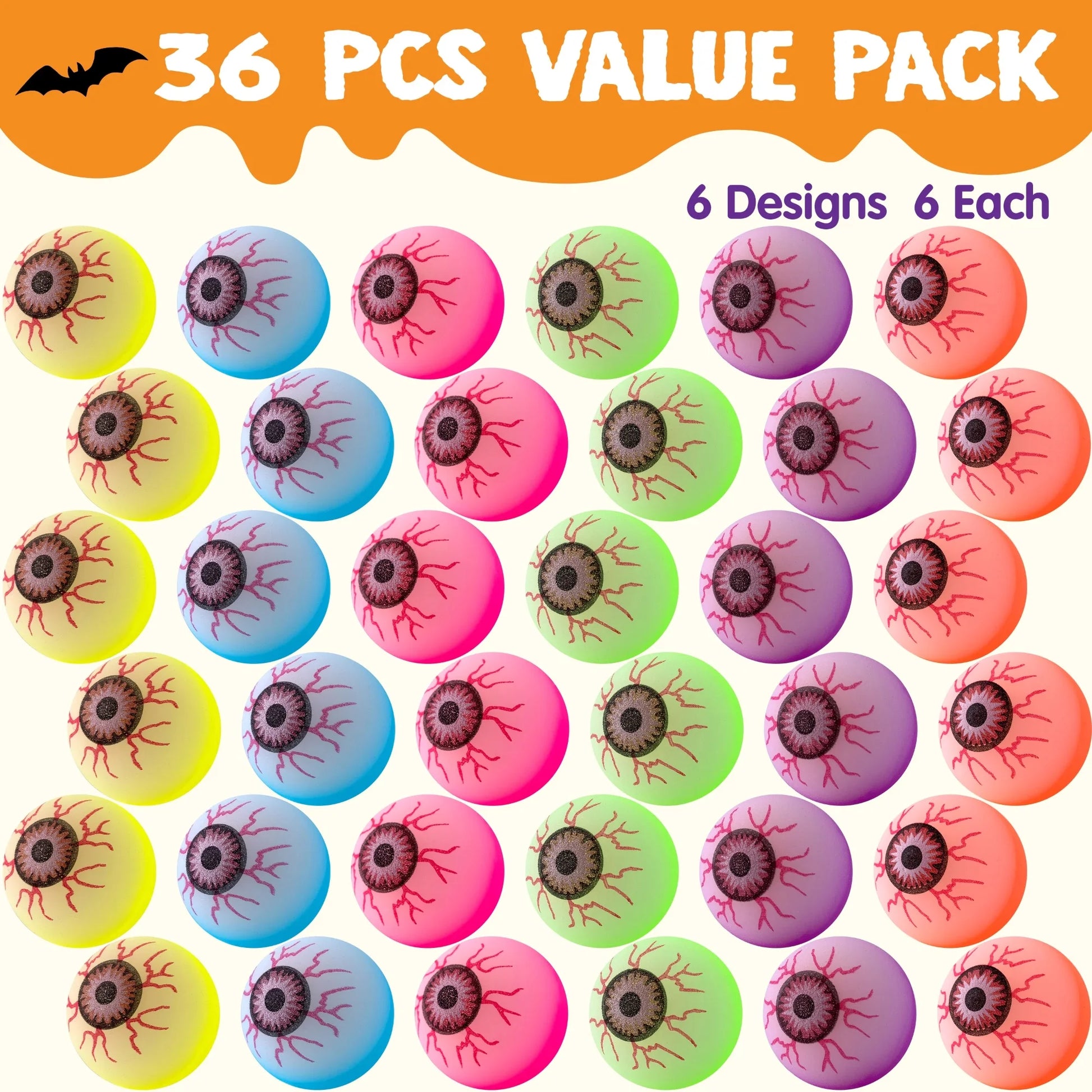 36 Pcs Halloween Bouncy Balls,Glow in the Dark Bouncy Balls Halloween Toys for Kids,For Trick or Treaters,Halloween Goodies,Halloween Party Favors