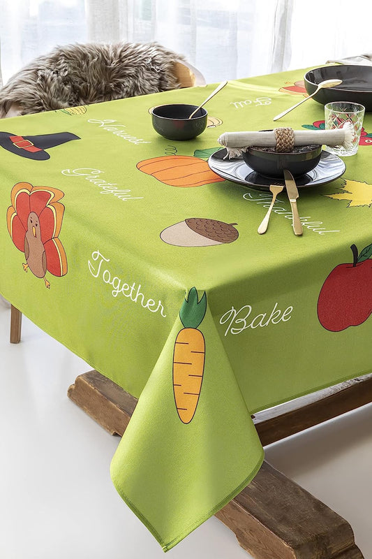 Festive Thanksgiving Tablecloth - Vibrant 59" x 86" Design for Memorable Gatherings