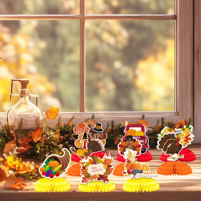 Thanksgiving Harvest Centerpiece Set of 10 Autumn Turkey Pumpkin Table Decorations for Home and Office Thanksgiving Décor