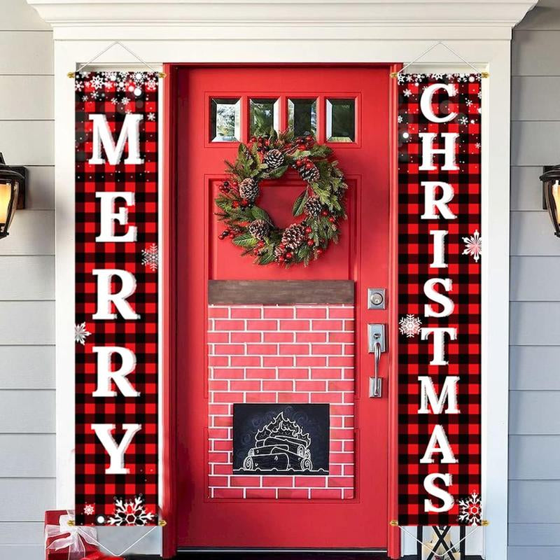 Limited Christmas Sale: Red Black Buffalo Plaid Christmas Decorations Outdoor Yard Front Porch Sign Set