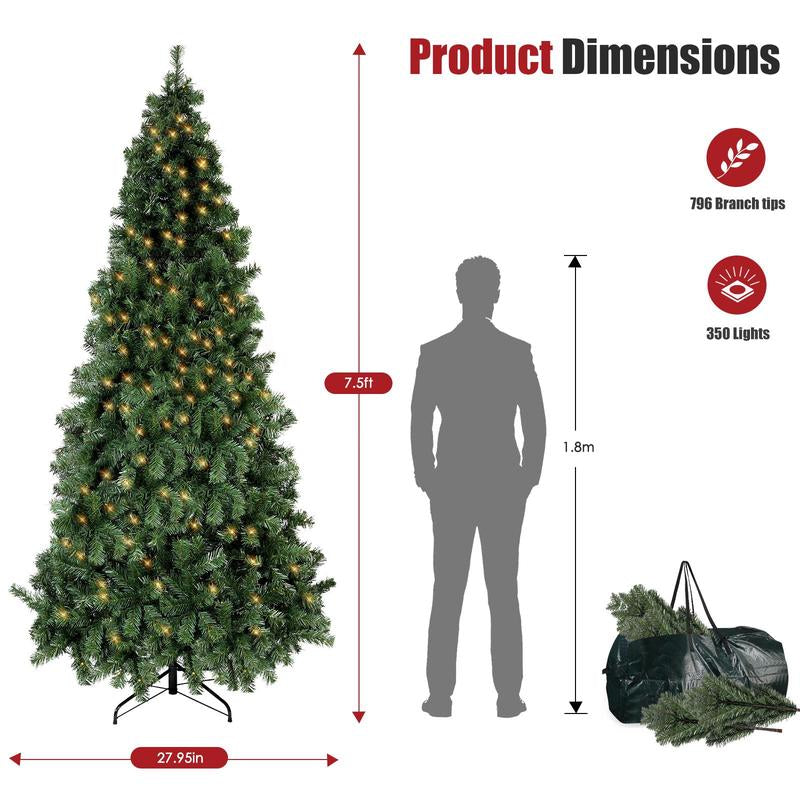 Okicoler 3 Ft Pre-Lit Christmas Tree, Artificial Christmas Trees with Lighting, Xmas Trees with 25 Led Lights, 100 Branch Christmas Decoration for Home, Office, Easy Assembly