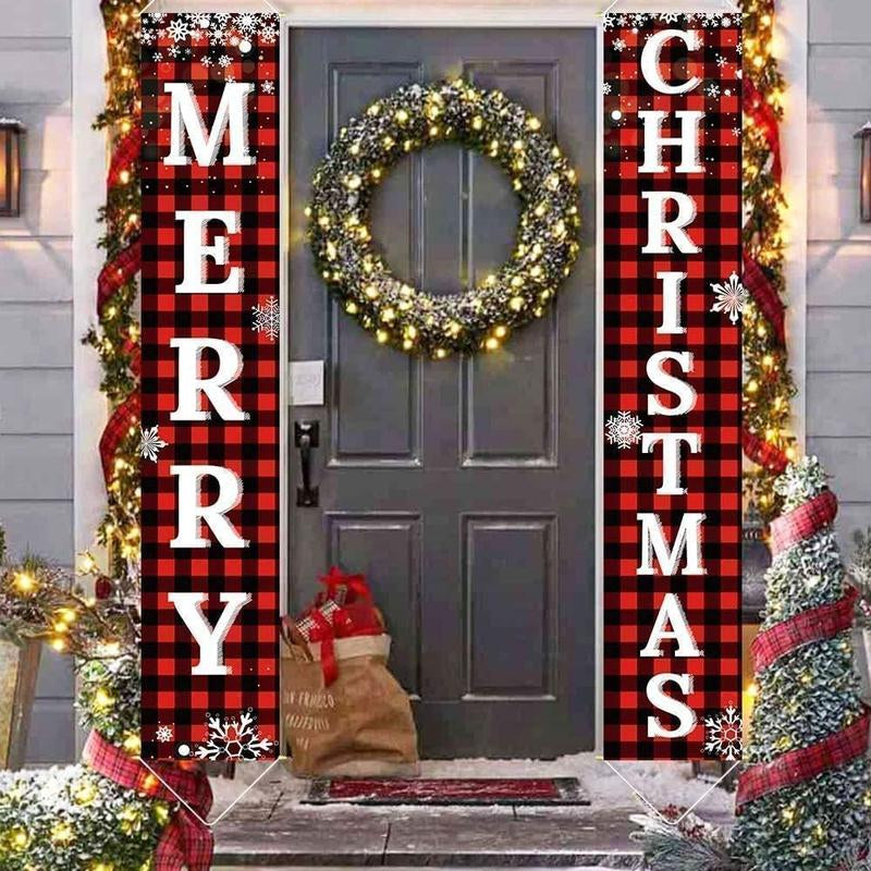Limited Christmas Sale: Red Black Buffalo Plaid Christmas Decorations Outdoor Yard Front Porch Sign Set