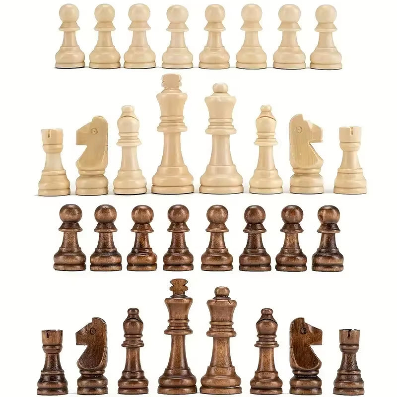 32 Pieses Sturdy Wooden Chess Standard Tournamen Staunton Wood Chessmen 7.8Cm King Height (Chess Board Not Included)