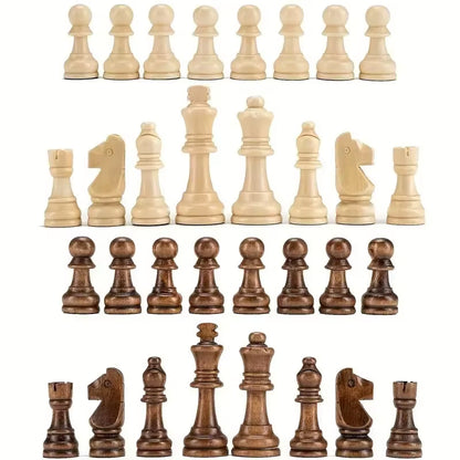 32 Pieses Sturdy Wooden Chess Standard Tournamen Staunton Wood Chessmen 7.8Cm King Height (Chess Board Not Included)