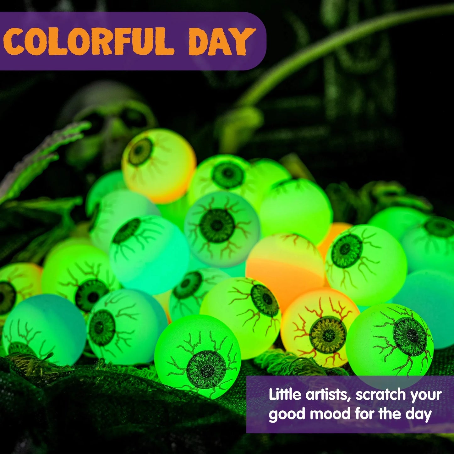 36 Pcs Halloween Bouncy Balls,Glow in the Dark Bouncy Balls Halloween Toys for Kids,For Trick or Treaters,Halloween Goodies,Halloween Party Favors