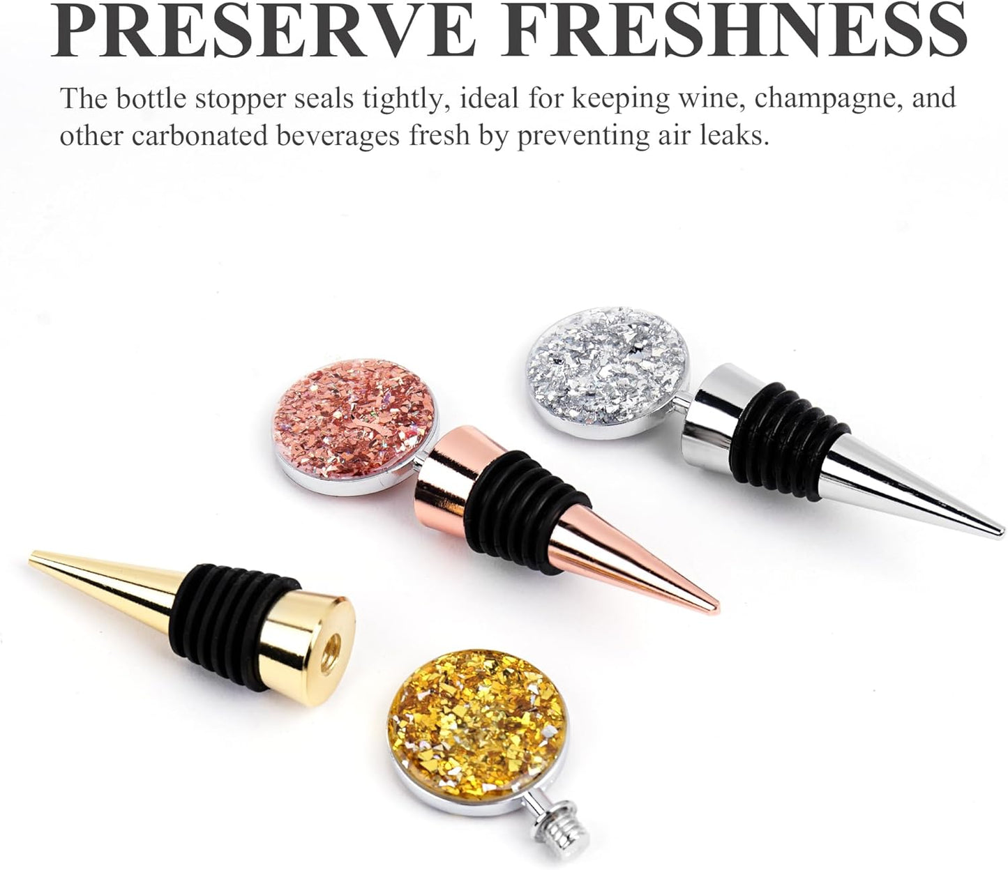 Wine Bottle Stoppers,Stainless Steel Wine Stoppers for Gifts, Bar, Holiday Party, Wedding(3-Bling)