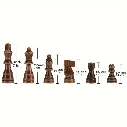 32 Pieses Sturdy Wooden Chess Standard Tournamen Staunton Wood Chessmen 7.8Cm King Height (Chess Board Not Included)