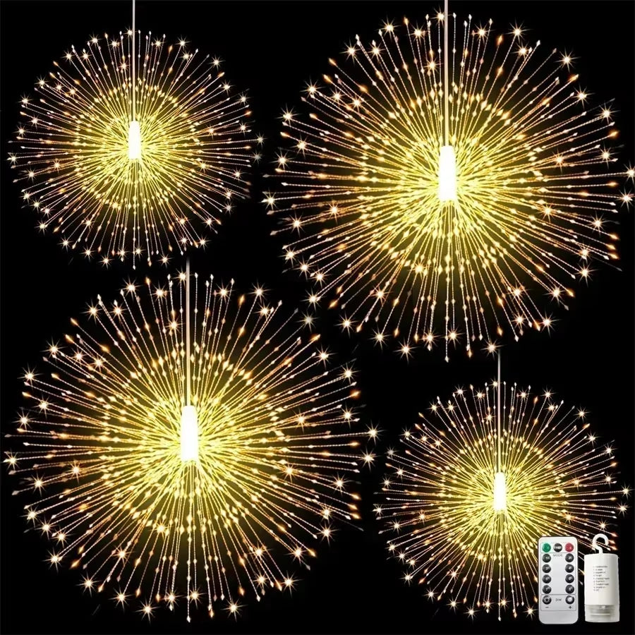 Illuminate Your Celebrations with Our Stunning Firework Light - 120/180/200 LED Starburst Battery Operated Fairy Light for Christmas and Parties