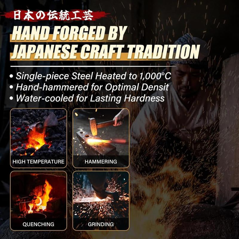 Huusk Knives Viking Knives for Meat Cutting, Forged Japanese Style Knife for Cooking - High Carbon and Full Tang - Must Have Knife for Kitchen and Gift