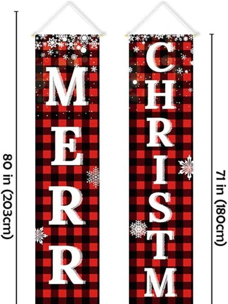 Limited Christmas Sale: Red Black Buffalo Plaid Christmas Decorations Outdoor Yard Front Porch Sign Set
