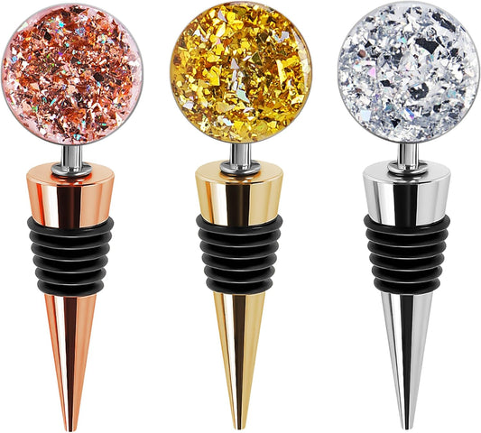 Wine Bottle Stoppers,Stainless Steel Wine Stoppers for Gifts, Bar, Holiday Party, Wedding(3-Bling)
