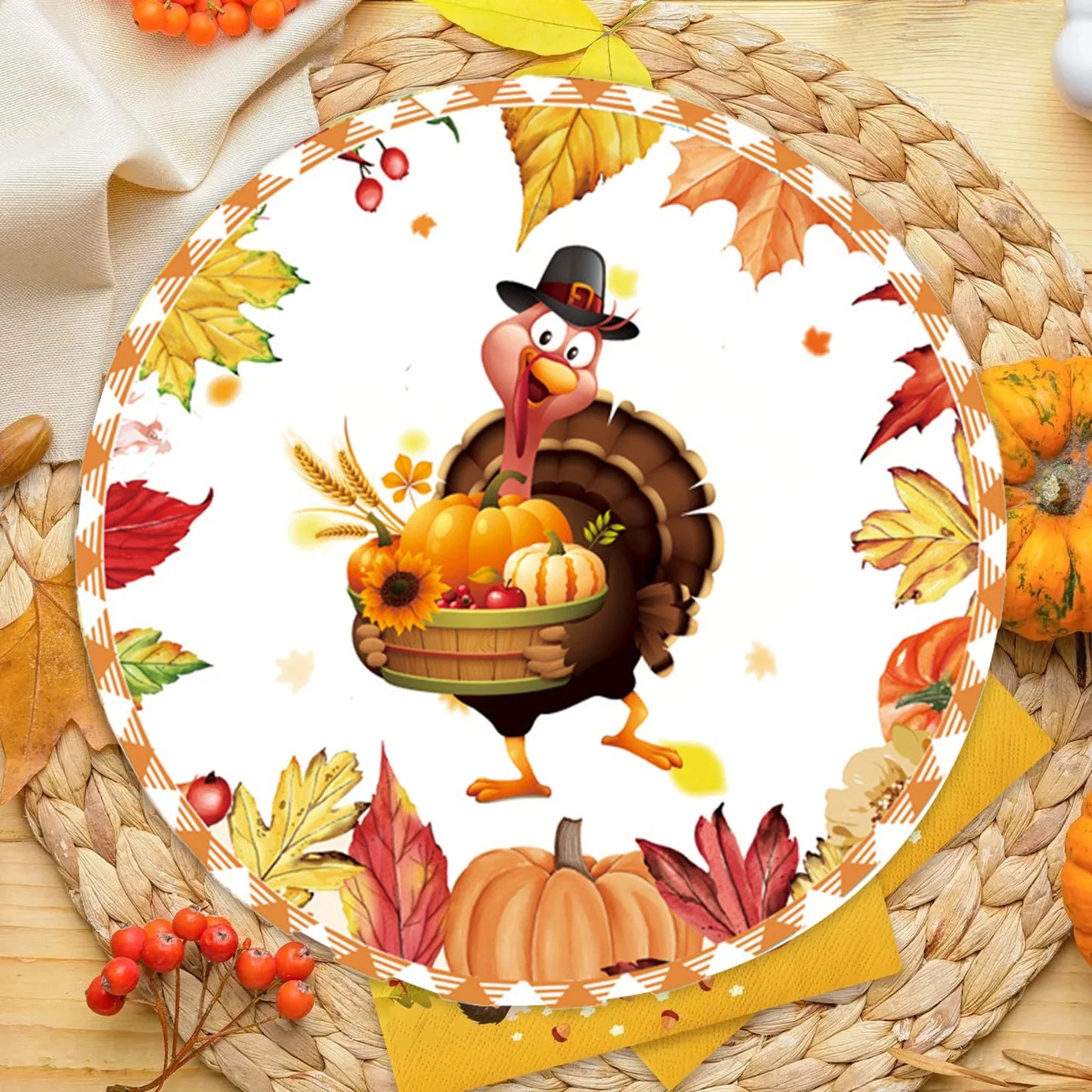 Fall Party Supplies Thanksgiving Paper Plates Paper Plates, Napkins, Pumpkin, Autumn, Maple Leaf Pattern for Thanksgiving Harvest Party Decorations