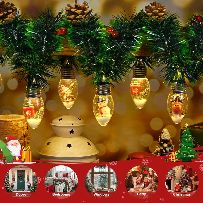 Christmas Garland with Lights, 7 FT Battery Operated Powerd 12 LED Bulb Lights Pine Cones Red Berry Decorations Lighted with Remote Timer, Xmas Lit Prelit Indoor Outdoor Window Home Mantle Fireplace Office Table Tree Decor Decorating Ornaments