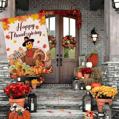 Thanksgiving Flag 28X40 Double Sided, Happy Thanksgiving Flag,