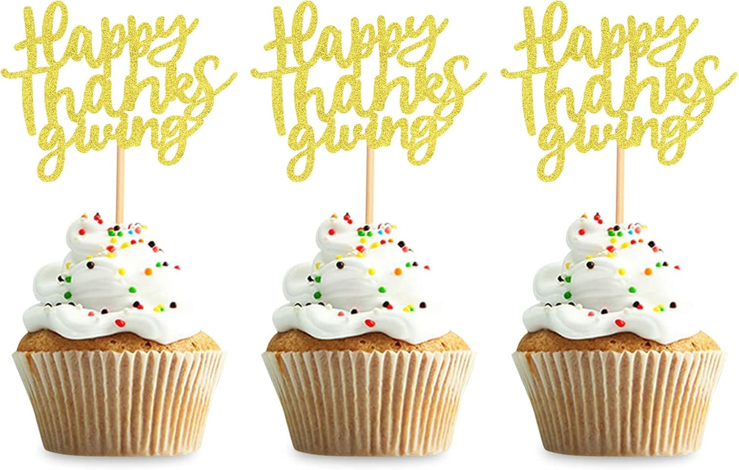 24 Pack Happy Thanksgiving Cupcake Toppers Fall Cupcake Toppers Thanksgiving Cake Decorations Thankful Dinner Supplies