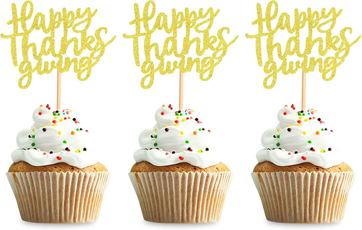 24 Pack Happy Thanksgiving Cupcake Toppers Fall Cupcake Toppers Thanksgiving Cake Decorations Thankful Dinner Supplies